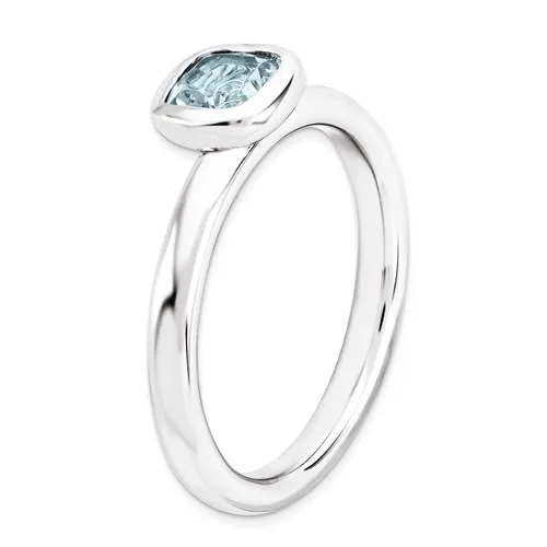 Sterling Silver Stackable Expressions Cushion Cut Light Aquamarine Ring