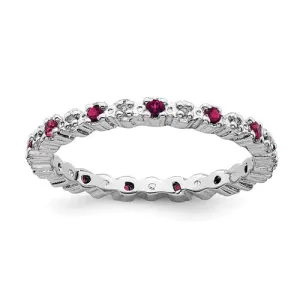 Sterling Silver Stackable Expressions Ruby & Diamond Alternating Eternity Ring