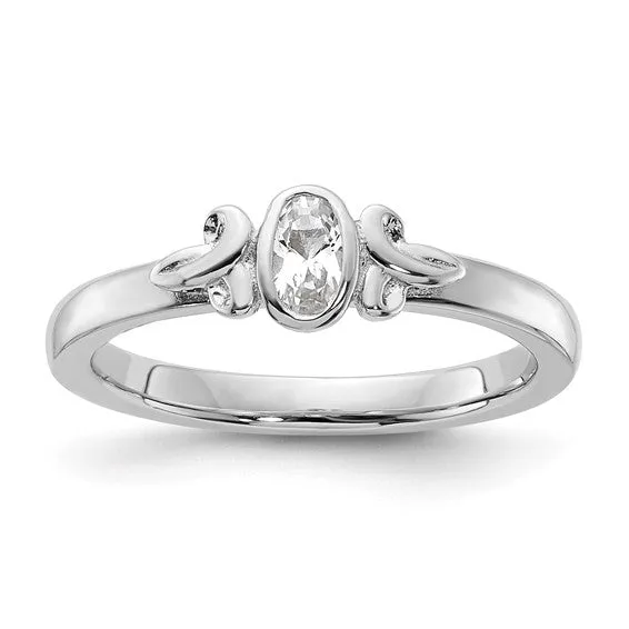 Sterling Silver Stackable Expressions White Sapphire Oval Ring