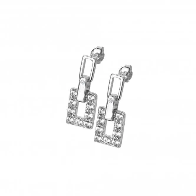 Sterling Silver White Topaz Echo Drop Earrings DE716