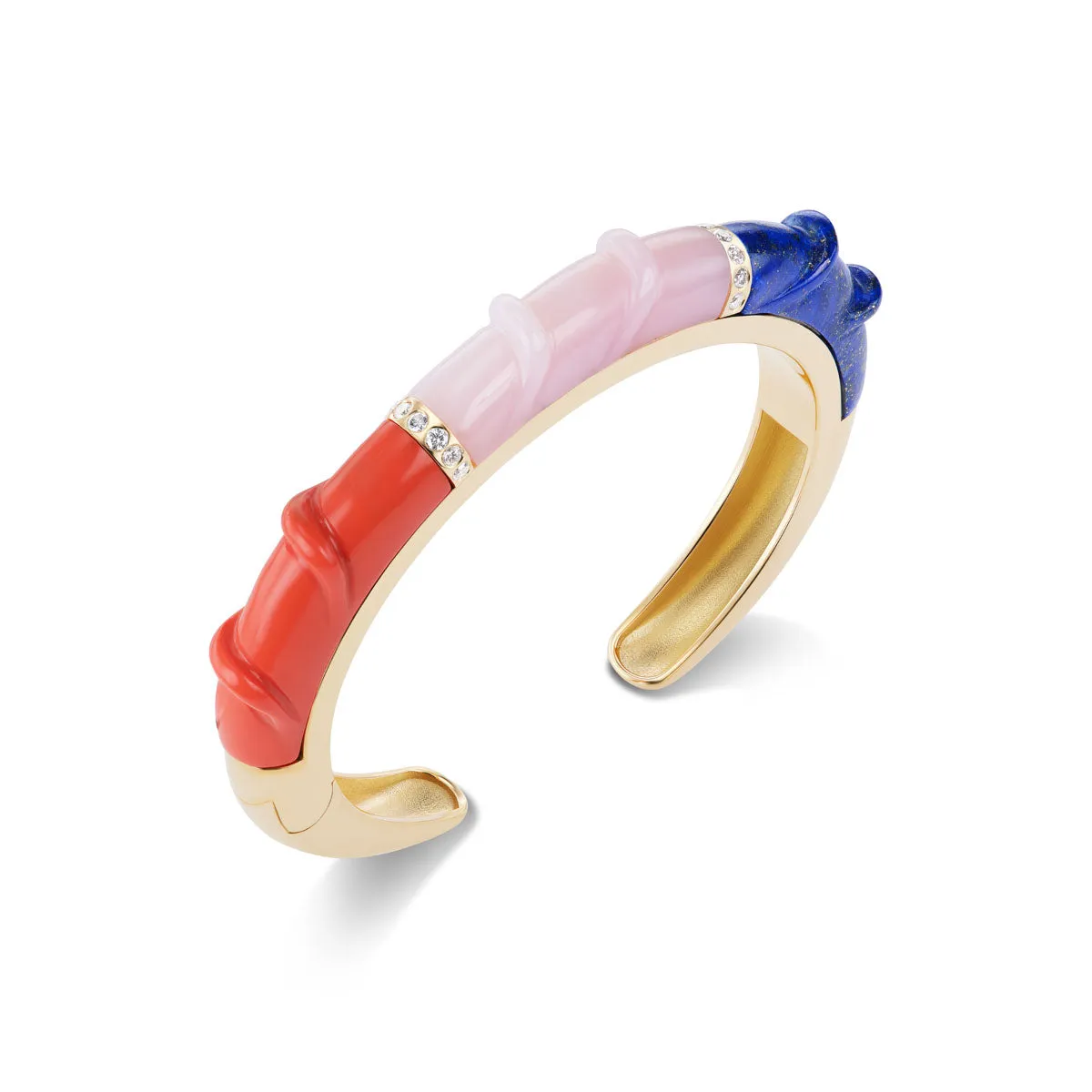 Stone Friendship Cuff with Coral, Pink Opal, and Lapis