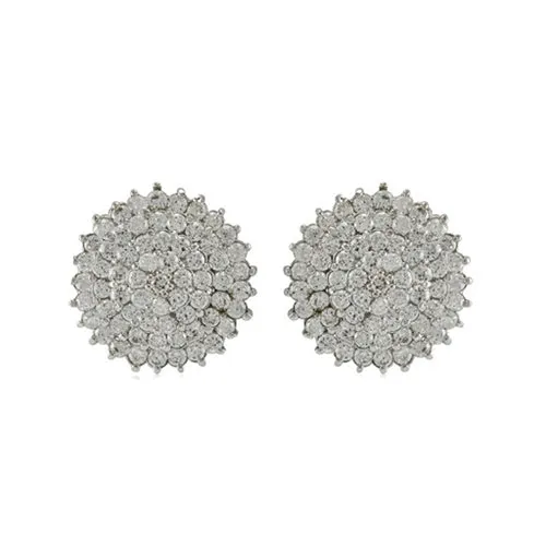 Stylish Creative Round Unique Setting CZ Stud Brass Earrings