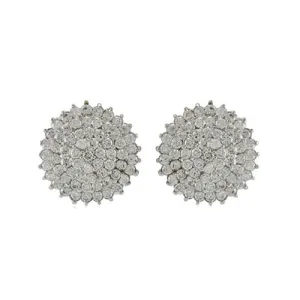 Stylish Creative Round Unique Setting CZ Stud Brass Earrings