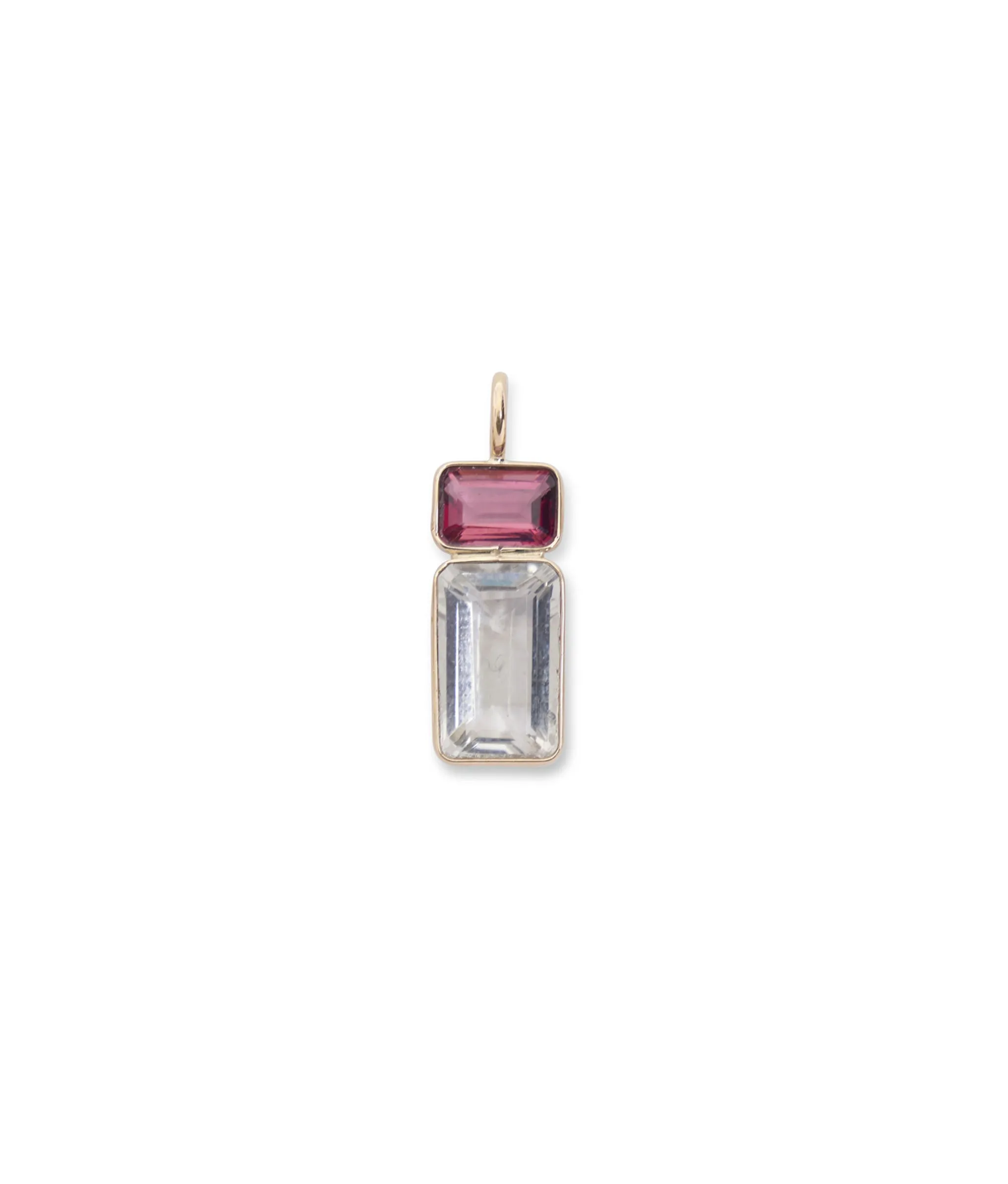 Tall Pink Tourmaline & Green Amethyst 14K Necklace Charm