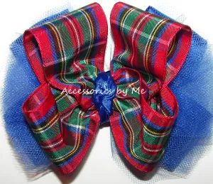 Tartan Plaid Red Green Royal Tutu Hair Bow