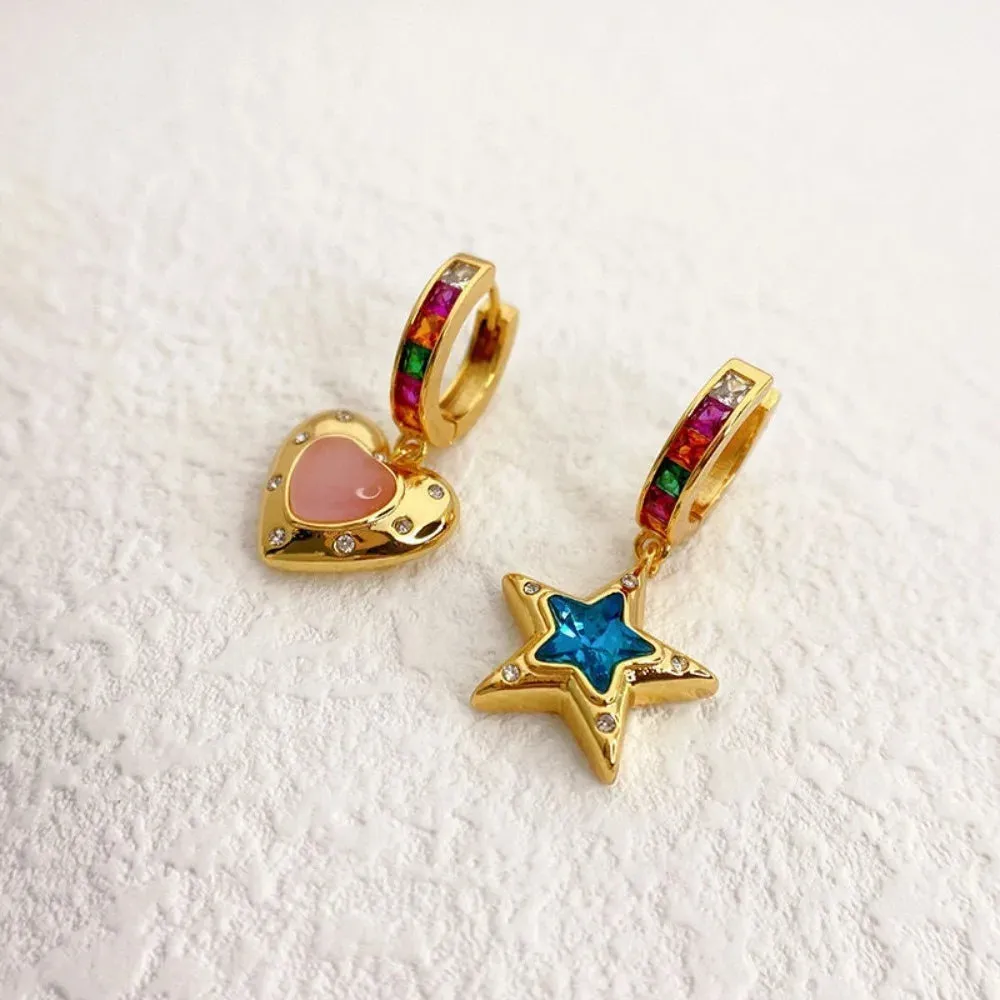 TAVIMART  -  Fairy Temperament Sweet French Vintage Luxury Zircon Ear Stud Women Earrings Korean Style Earrings Star Pendant