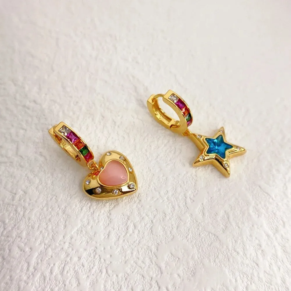 TAVIMART  -  Fairy Temperament Sweet French Vintage Luxury Zircon Ear Stud Women Earrings Korean Style Earrings Star Pendant