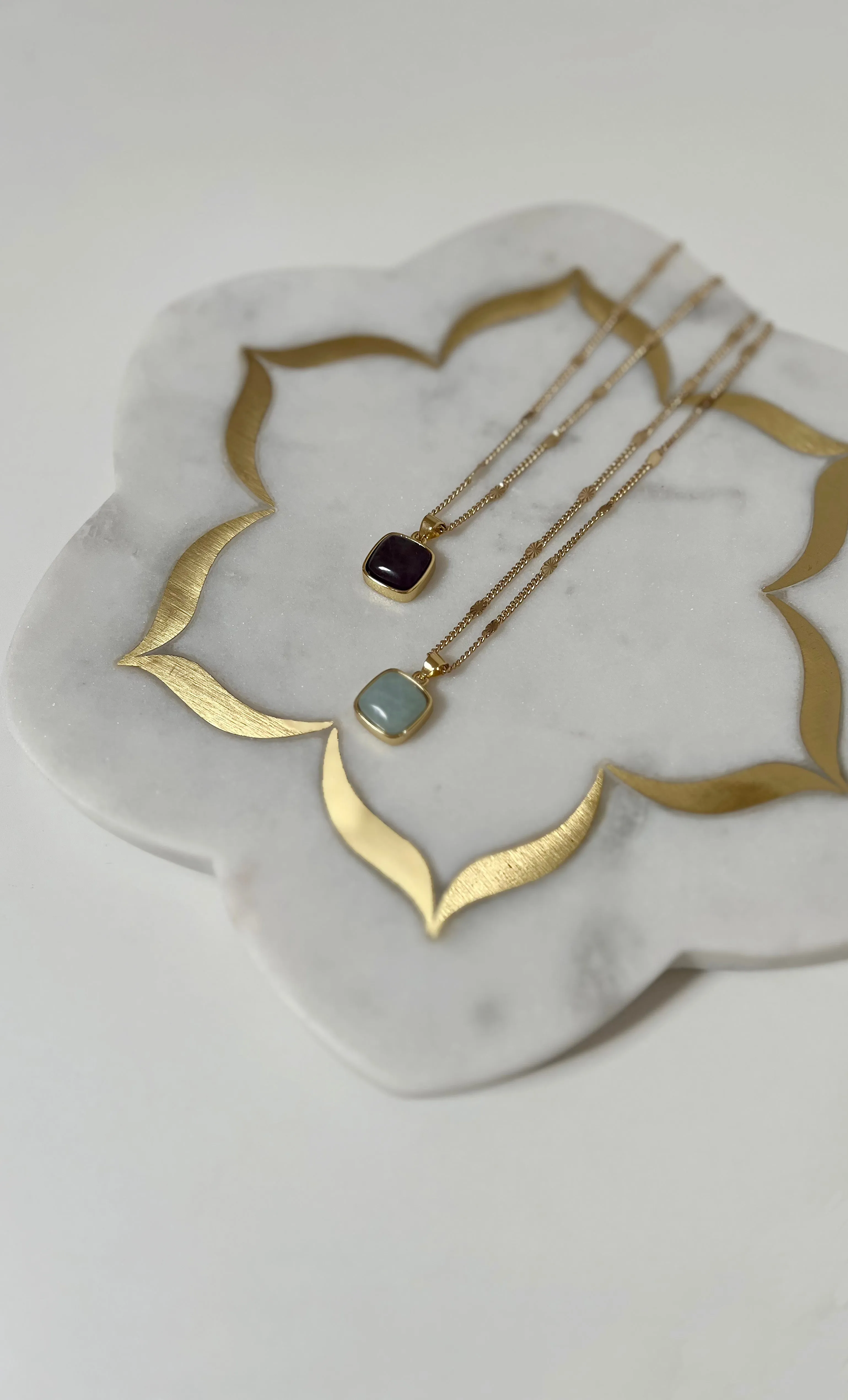 The Tunik Blue Agate Crystal Charm Pendant Necklace