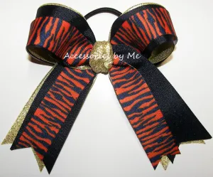 Tigers Orange Navy Gold Ponytail Holder