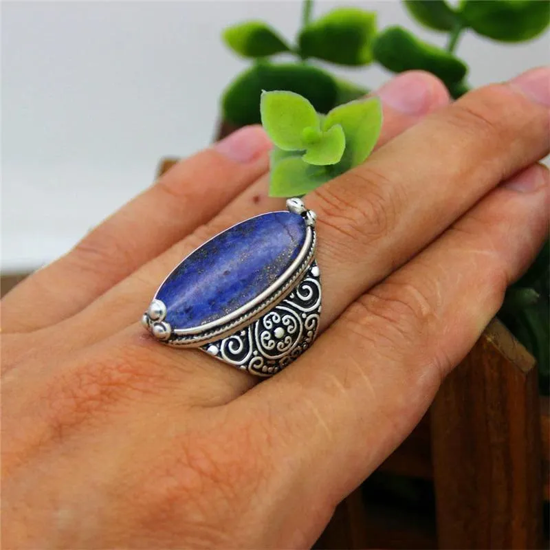 Timeless Earth Stone Ring With Flower Band