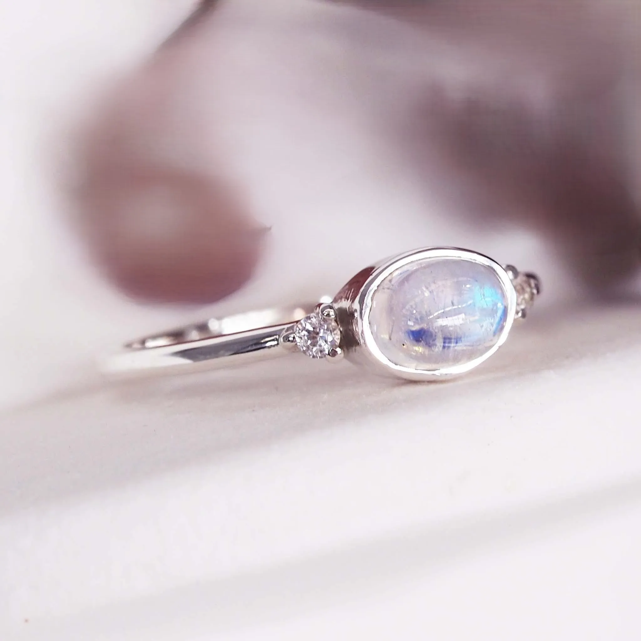 Topaz and Oval Moonstone Ring