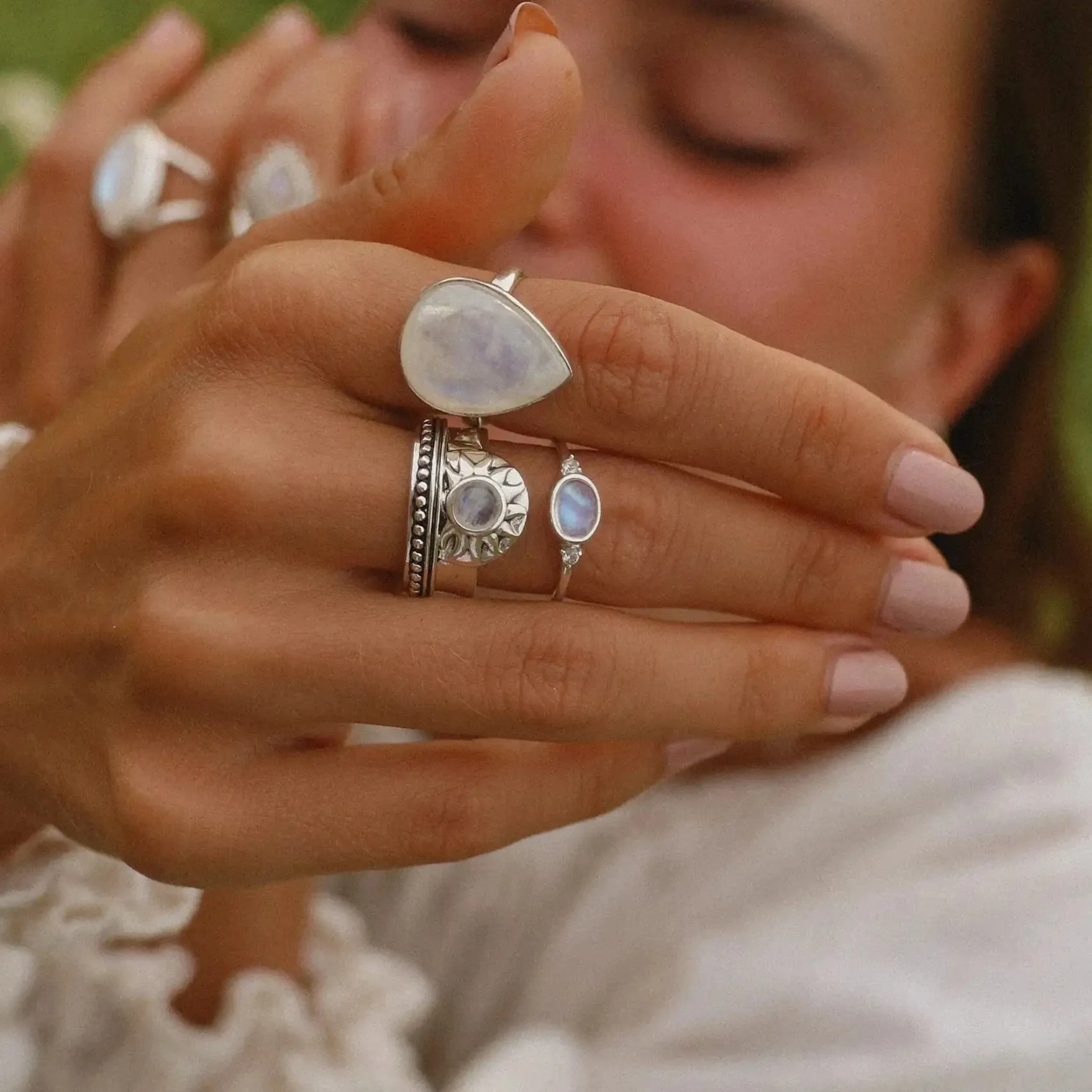 Topaz and Oval Moonstone Ring