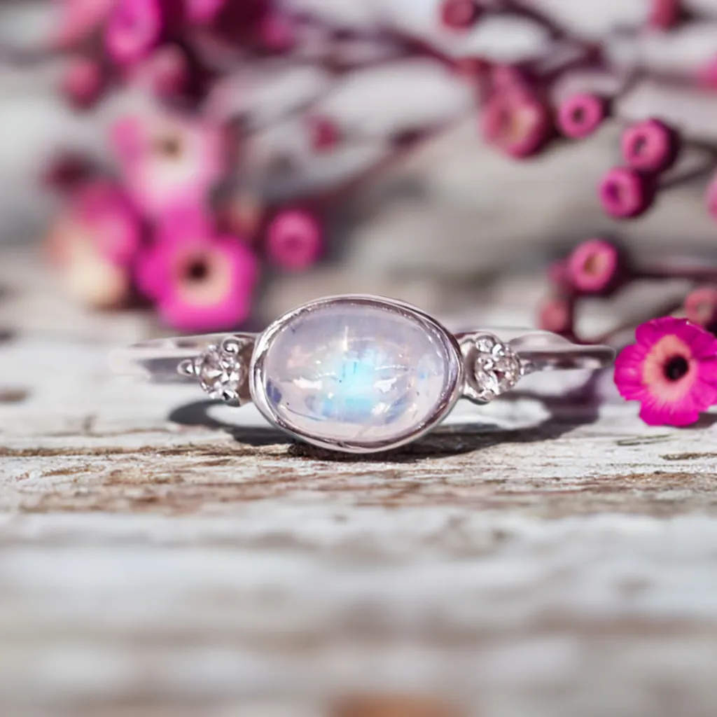 Topaz and Oval Moonstone Ring