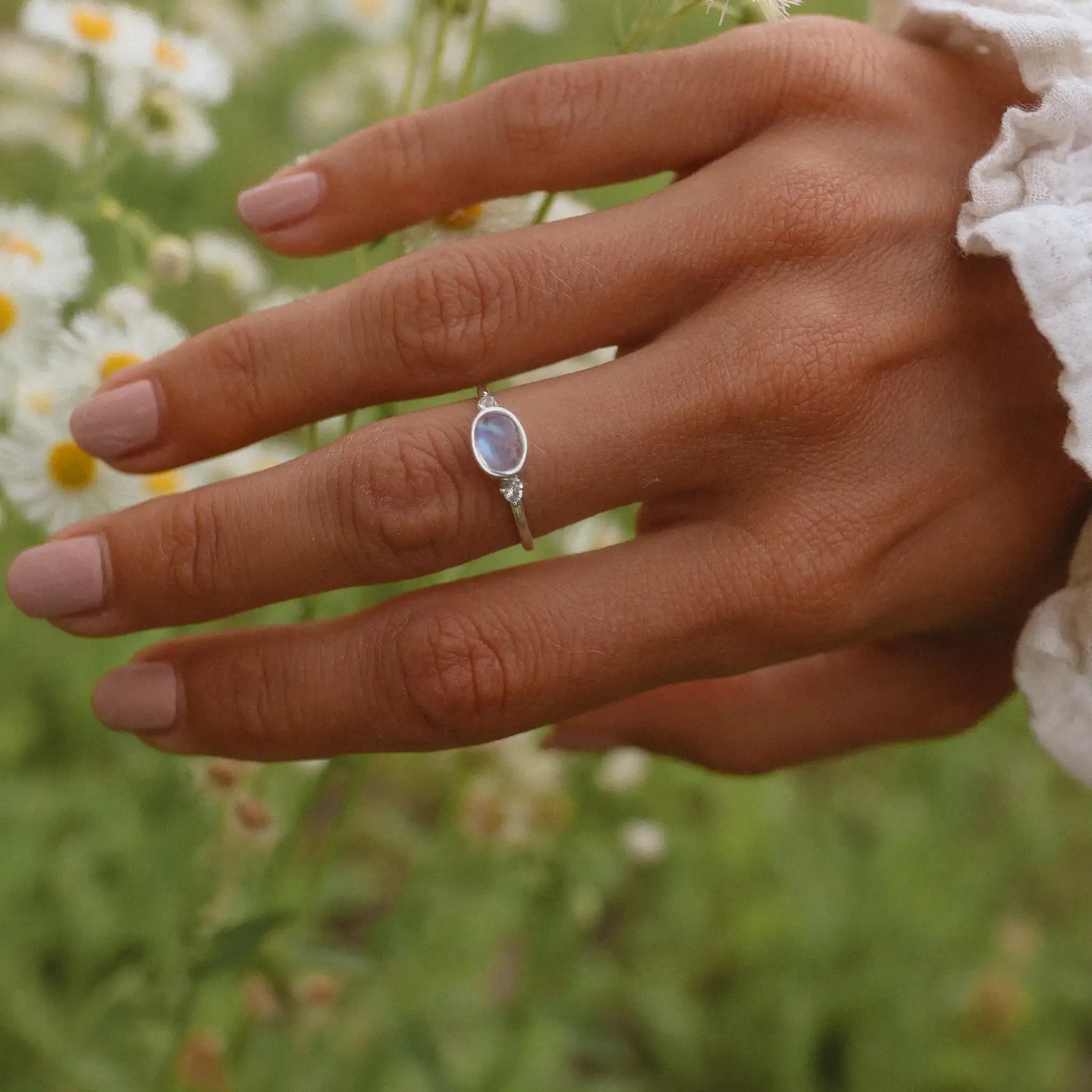 Topaz and Oval Moonstone Ring