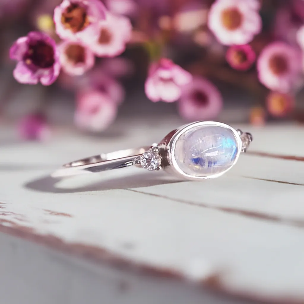 Topaz and Oval Moonstone Ring