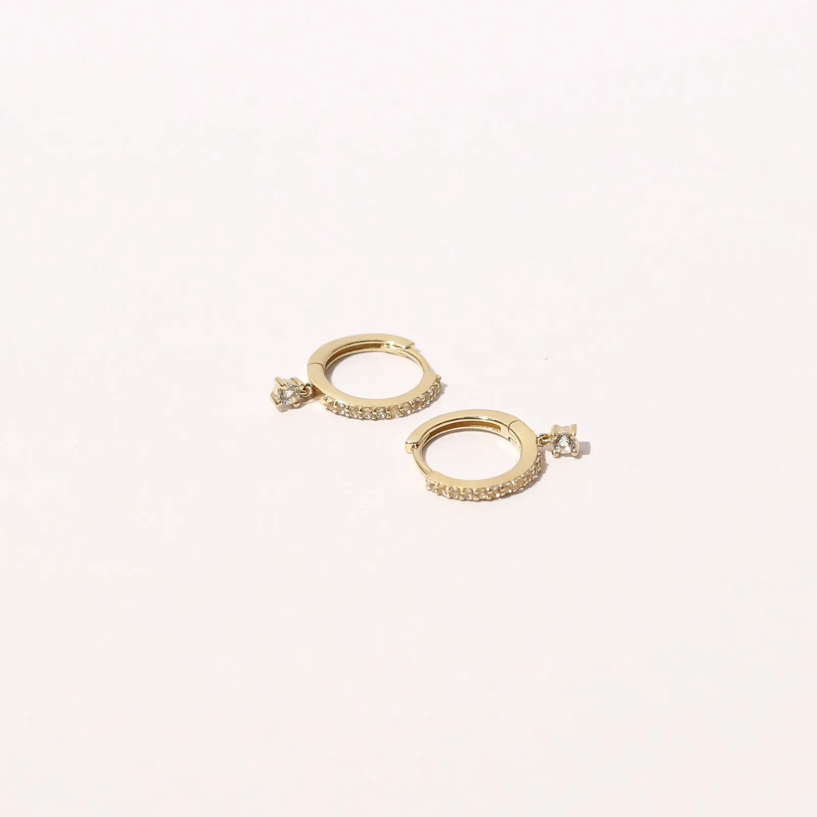 Topaz Charm Hoops in Solid Gold