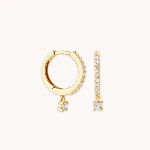 Topaz Charm Hoops in Solid Gold