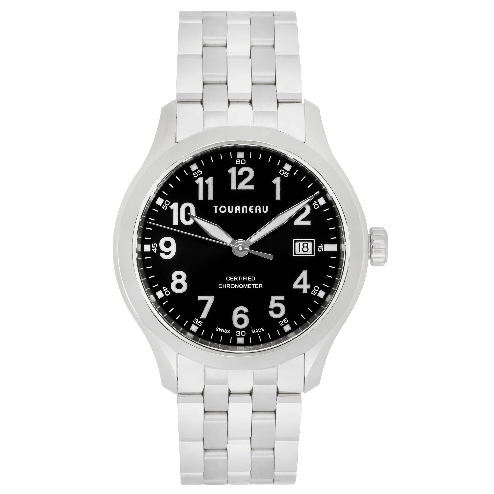 Tourneau 42mm Sportgraph Swiss Made Certified Chronometer Stainless Steel Black Dial Men's Watch