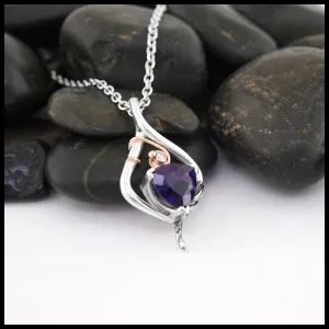 Trilliant Amethyst and Diamond Pendant