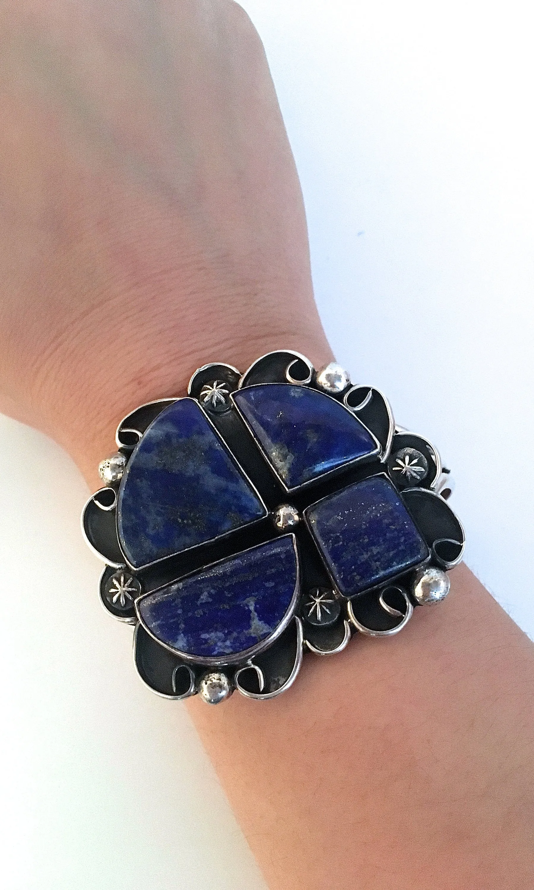 TRUE BLUE Navajo Four Lapis Stone & Sterling Cuff