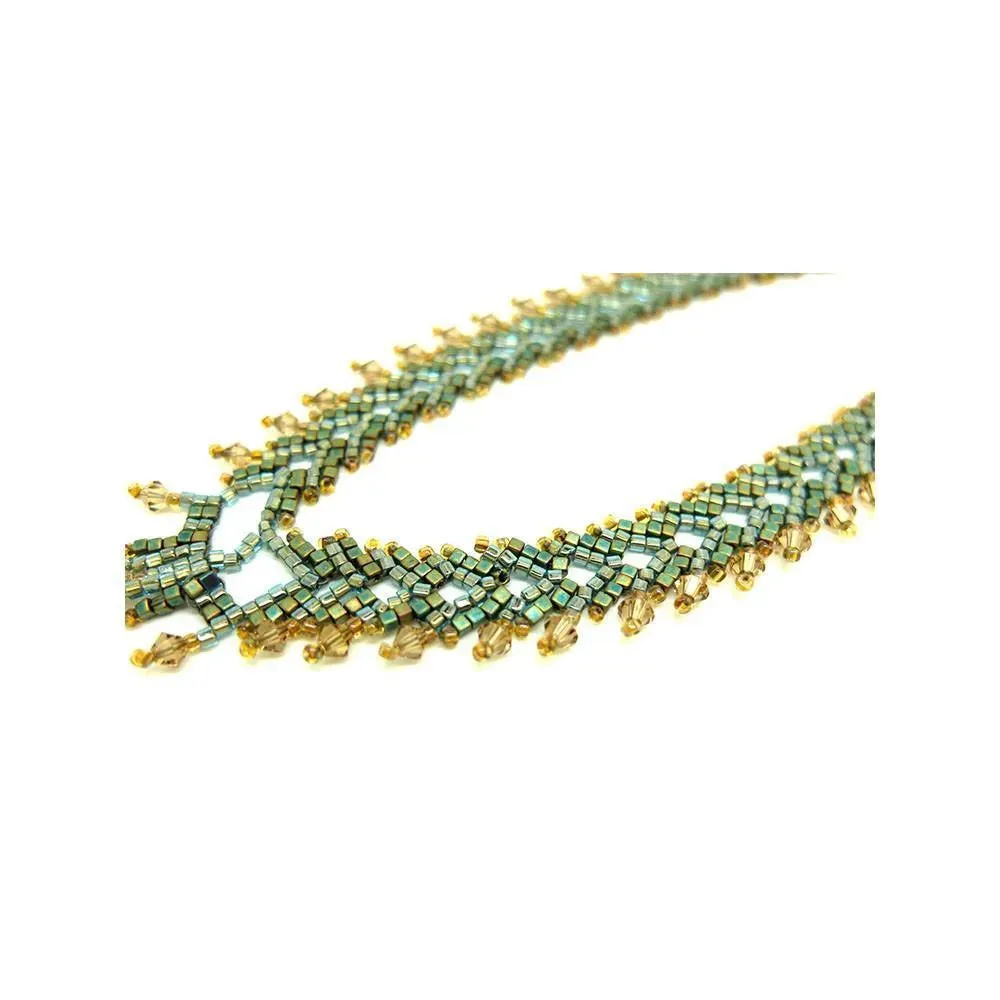 Vintage 1920s Art Deco Beaded Green Beaded Necklace