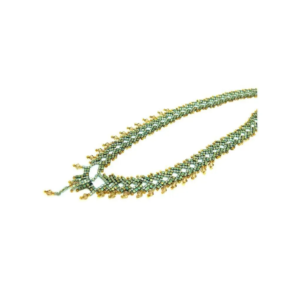 Vintage 1920s Art Deco Beaded Green Beaded Necklace