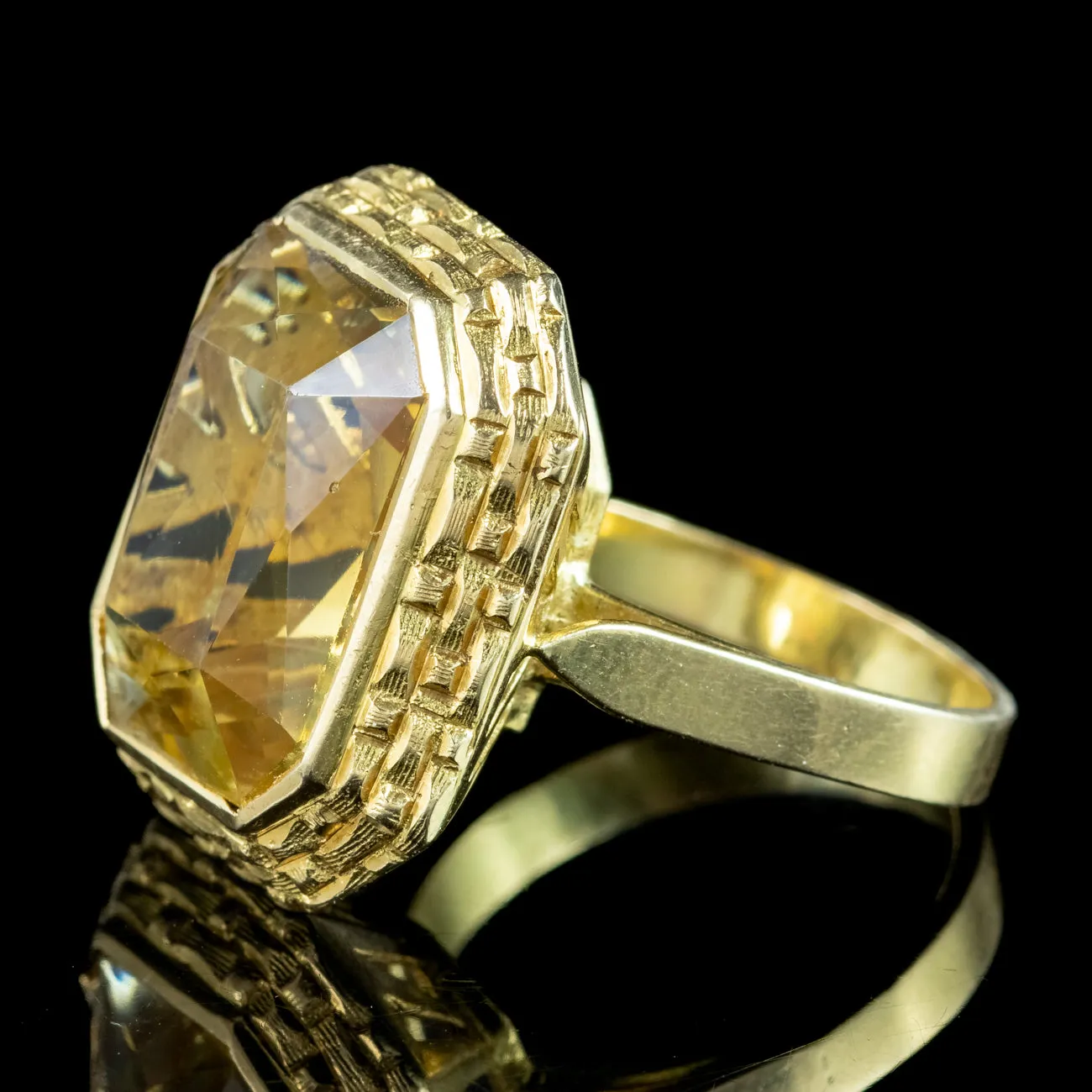 Vintage French Citrine Cocktail Ring 12ct Citrine