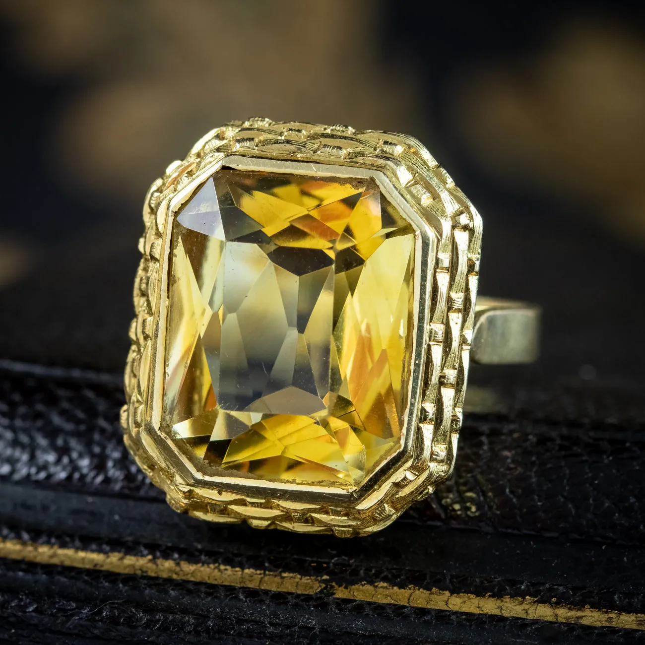 Vintage French Citrine Cocktail Ring 12ct Citrine