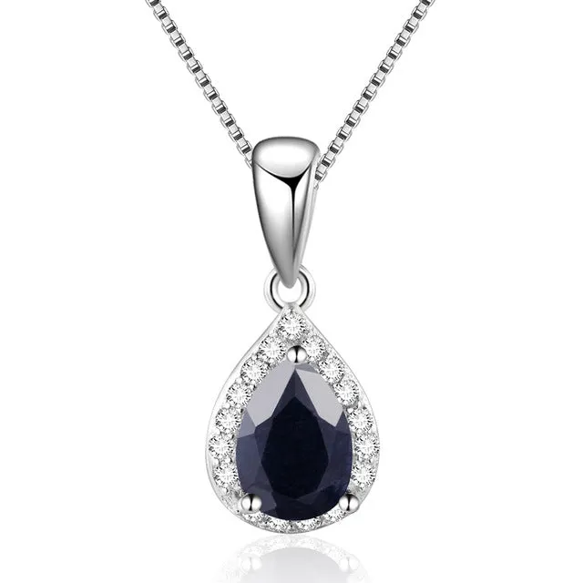 Water Drop Natural Sapphire Amethyst Necklace