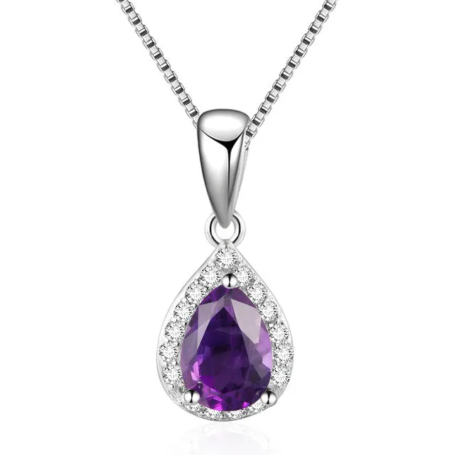 Water Drop Natural Sapphire Amethyst Necklace