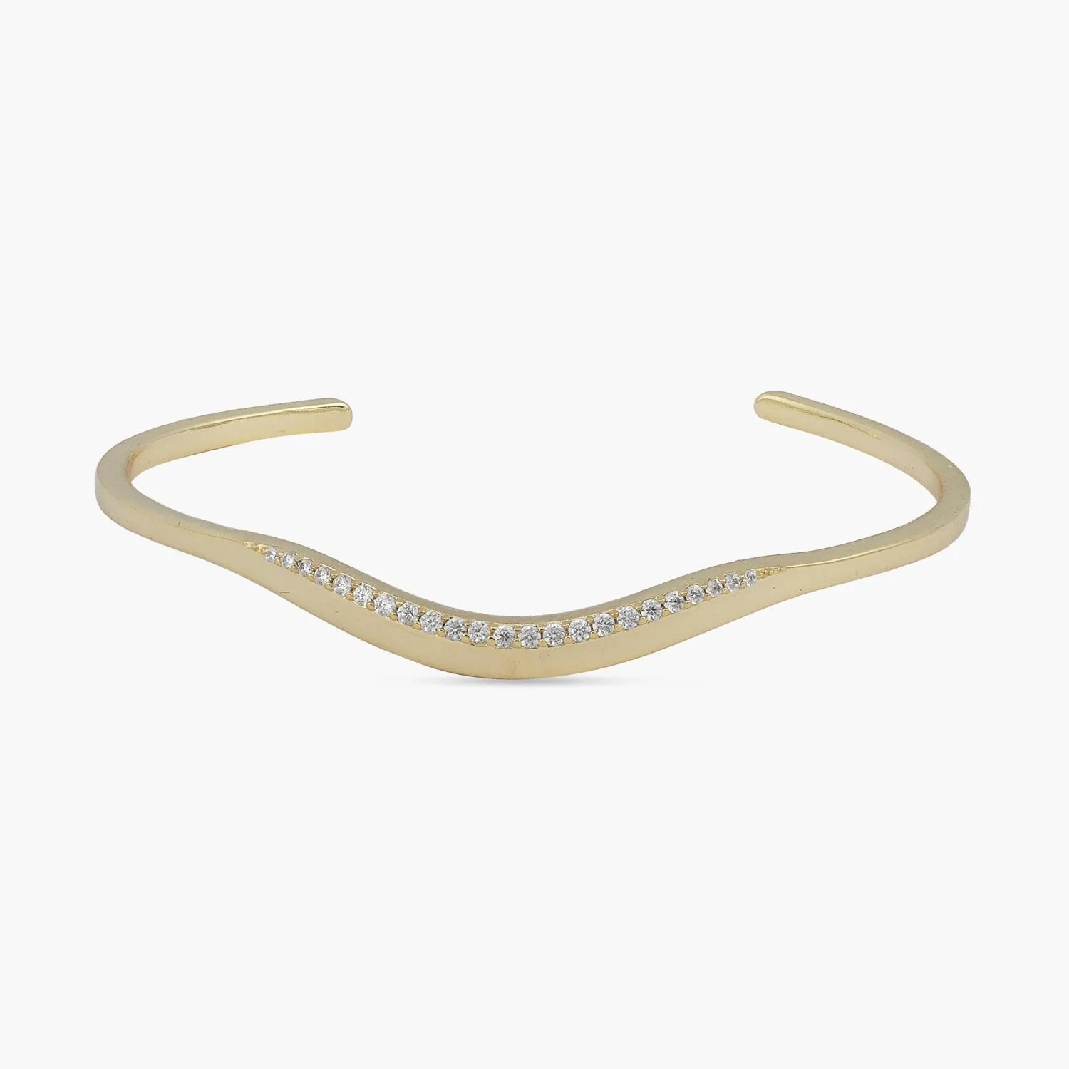 Waves of Elegance Gold Plated CZ Silver Bracelet