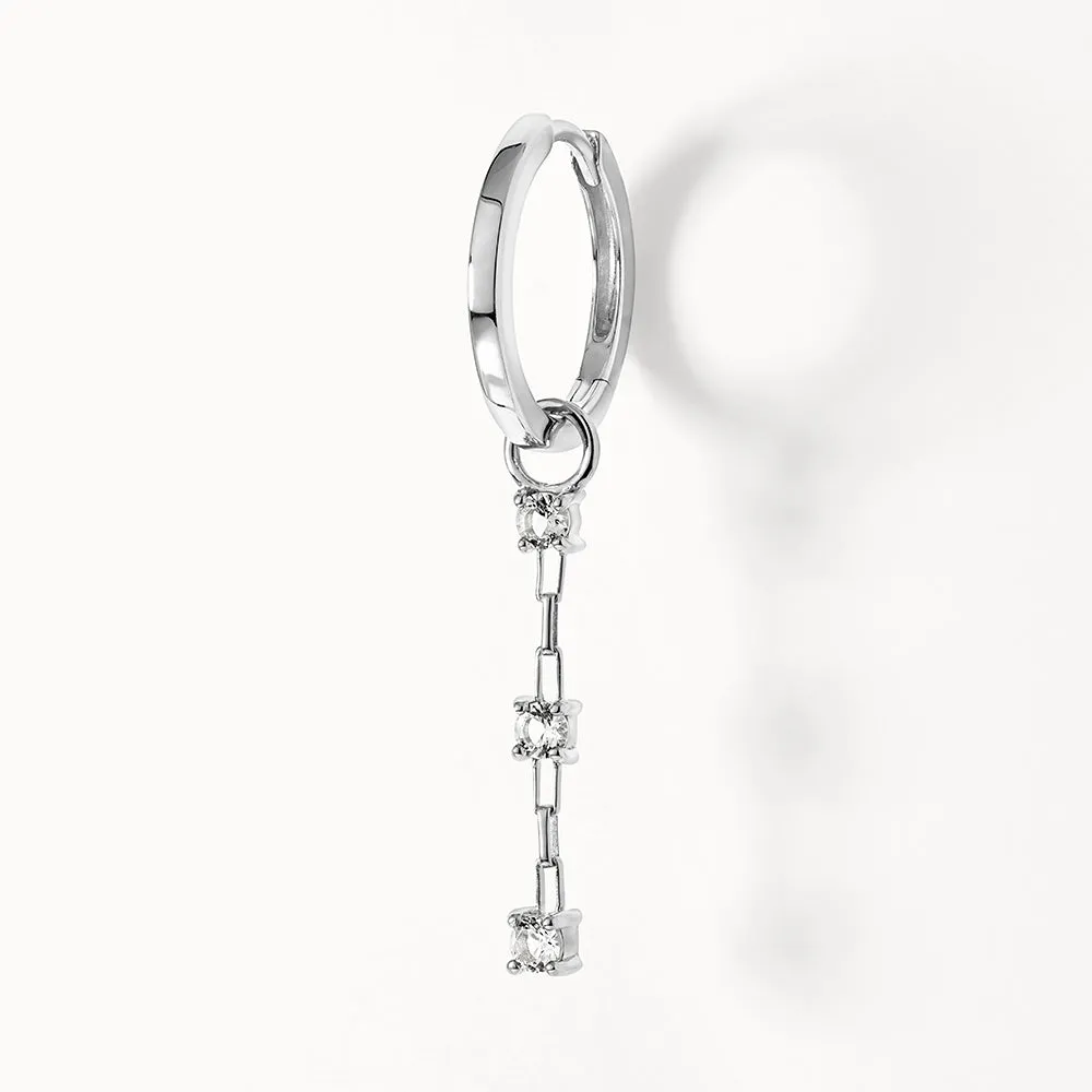 White Topaz Trio Drop Charm in Silver