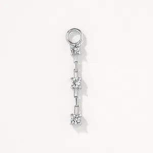 White Topaz Trio Drop Charm in Silver