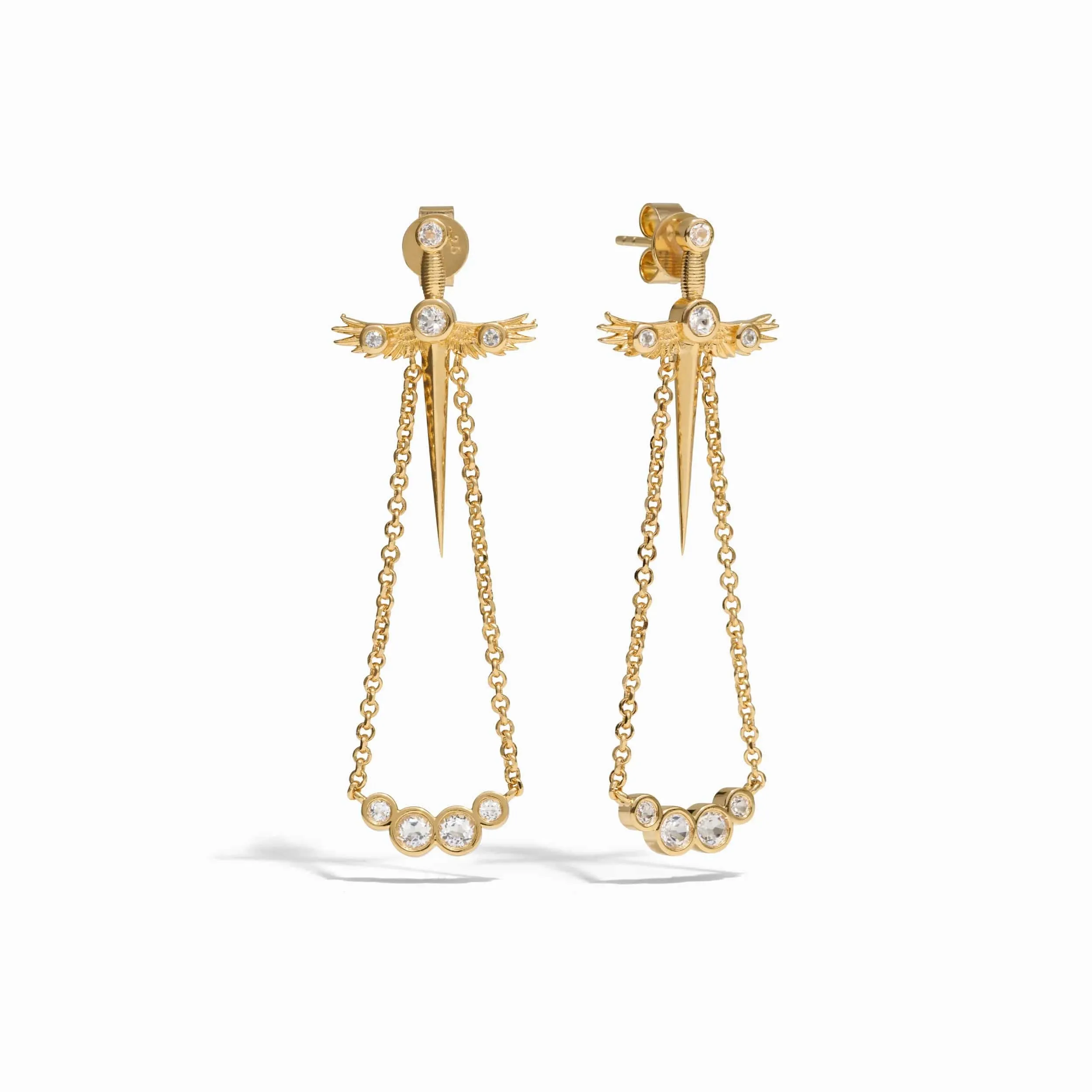 Winged Sword Drop Earrings