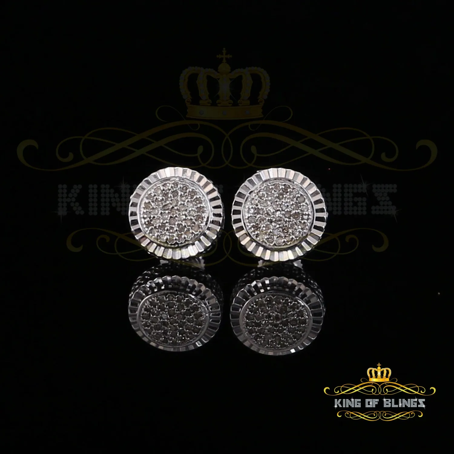 Women's 925 White Sterling Silver 0.15ct Diamond Men's Round-Shape Stud Earrings