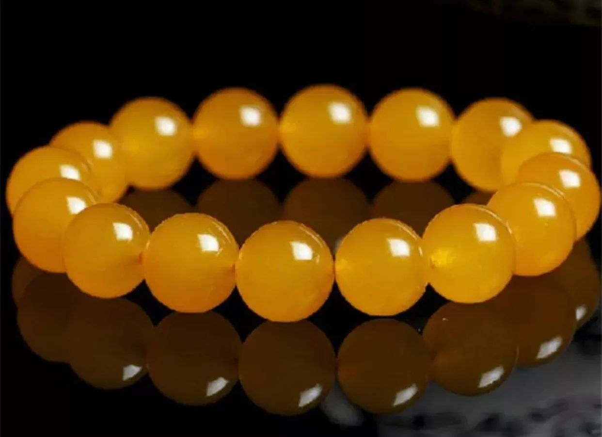 Yellow agate natural chalcedony stretch bracelet