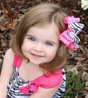 Zebra Hot Pink Ruffle Hair Bow